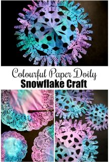 Colourful Paper Doily Snowflake Craft for Kids