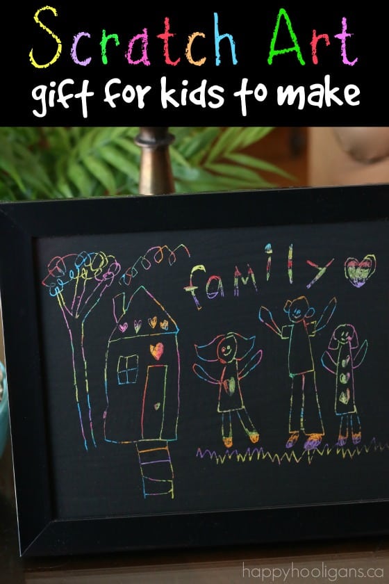 scratch art family portrait for kids to make for Father's Day