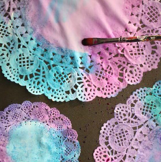 Colouring Paper Doily Snowflake with Watercolours