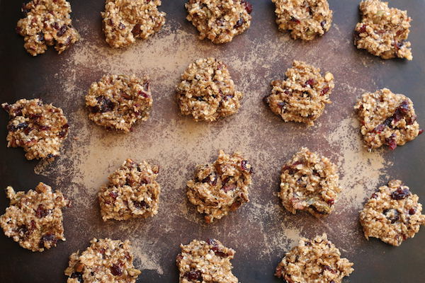 unbaked cookies on baking stone