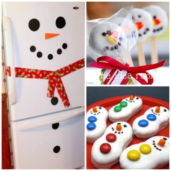 cool snowman treats and a snowman fridge too