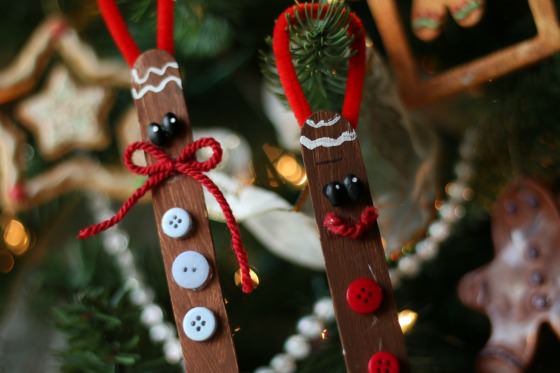 Craft Stick Gingerbread Men Ornaments for Kids