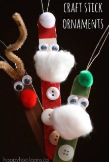 craft stick santa elf and reindeer ornaments