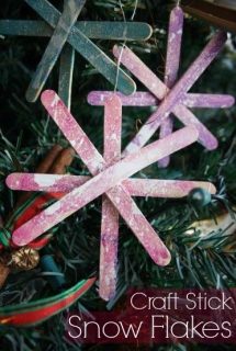 Craft Stick Snowflake ornaments (splattered)