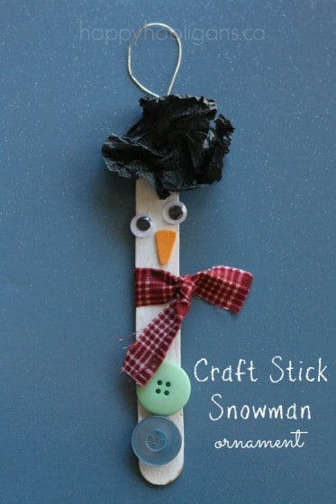 Popsicle Stick Snowman Christmas Tree Ornament