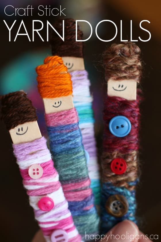 Popsicle Stick Yarn Dolls by Happy Hooligans