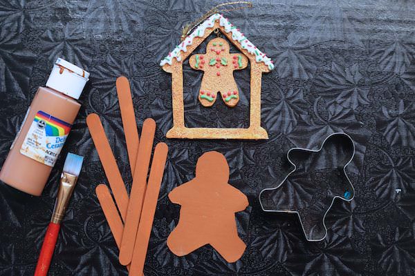 craft sticks and gingerbread cut out painted