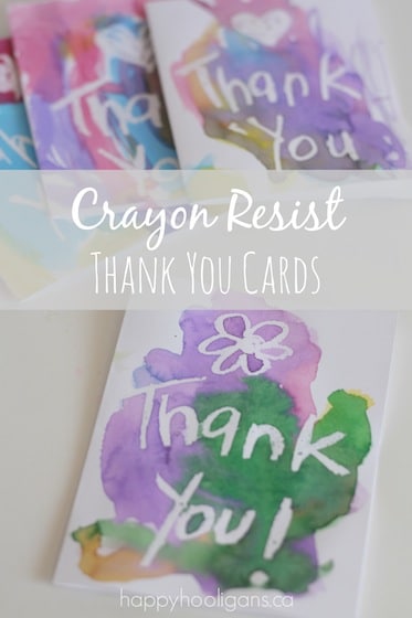 Crayon Resist Art - Thank You Cards for kids to make