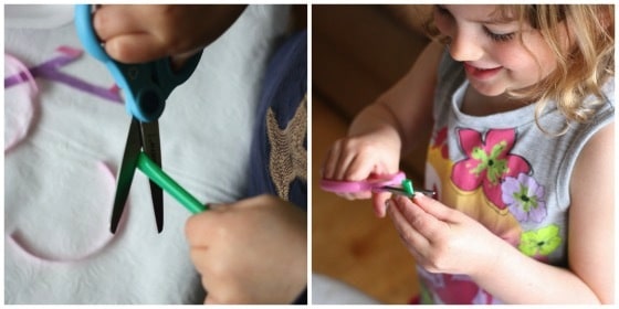 Cutting practice with drinking straws