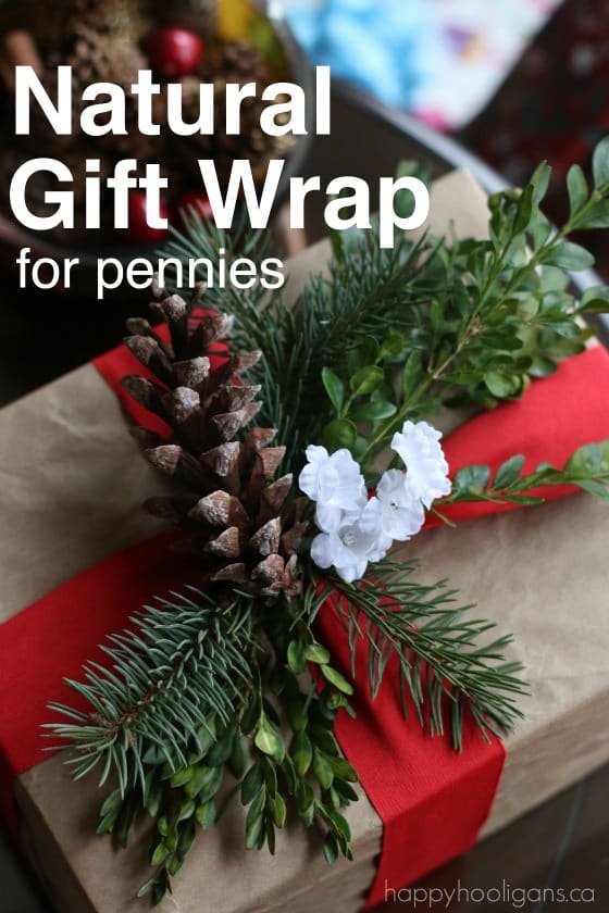 Gorgeous brown paper gift wrap ideas to save money, and give a charming, rustic old-fashioned gift. - Happy Hooligans 