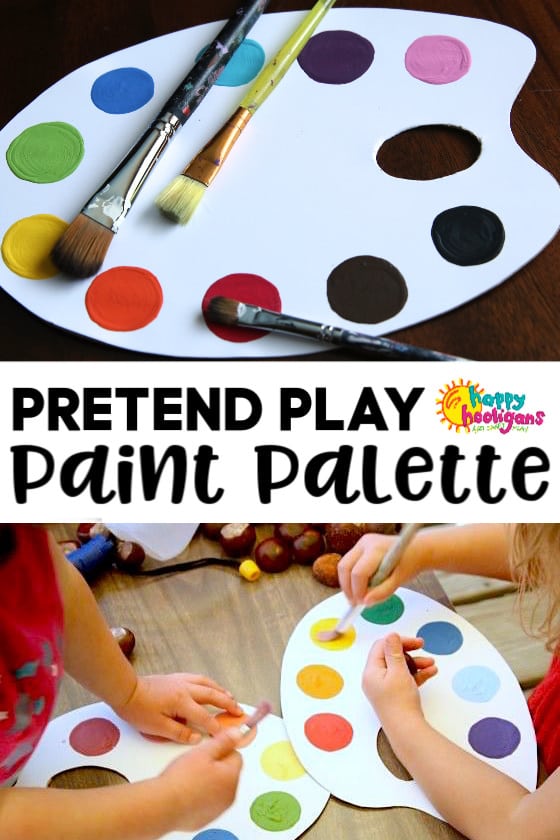 DIY Pretend play paint palette for toddlers and preschoolers