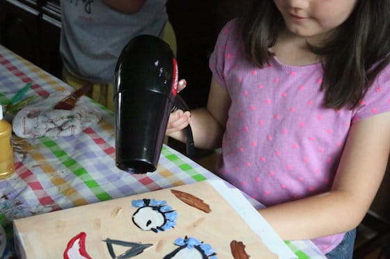 Drying paint with hair dryer