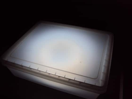 homemade light box with camping light and opaque container