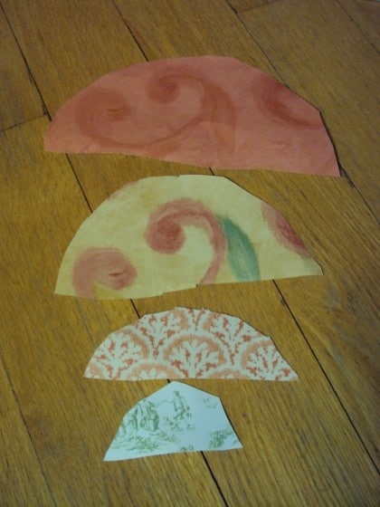 cutting semi circles to make paper cones