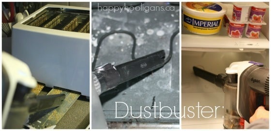 dustbuster to clean toaster tray oven and fridge