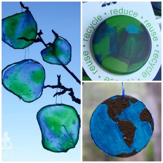 earth day sun catchers and earth day crayons