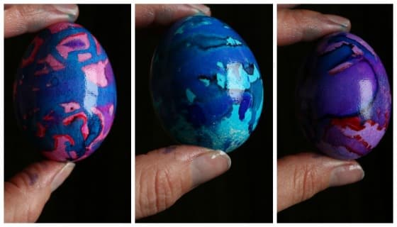 Easter Eggs decorated with liquid watercolours