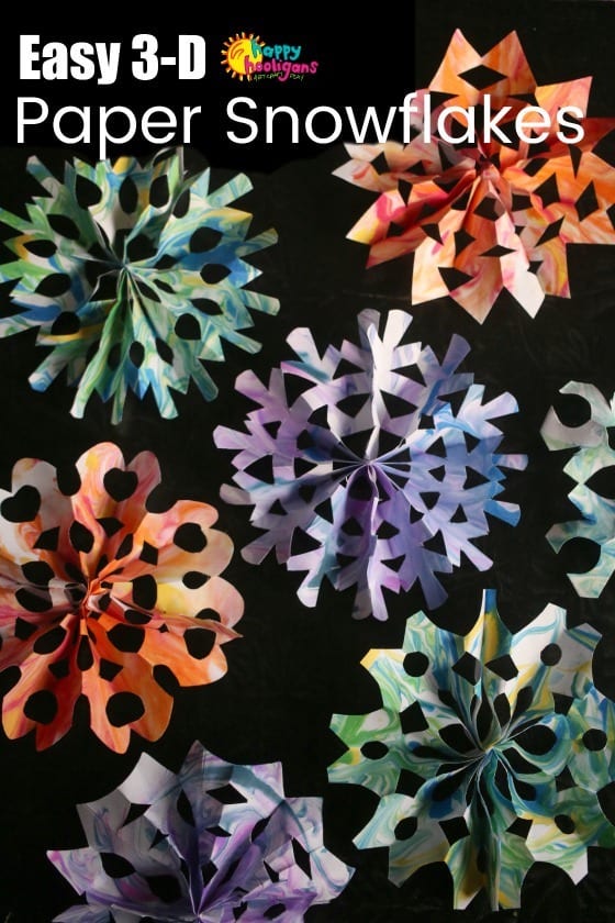 Easy 3D Snowflake Craft for Kids - accordion fold method