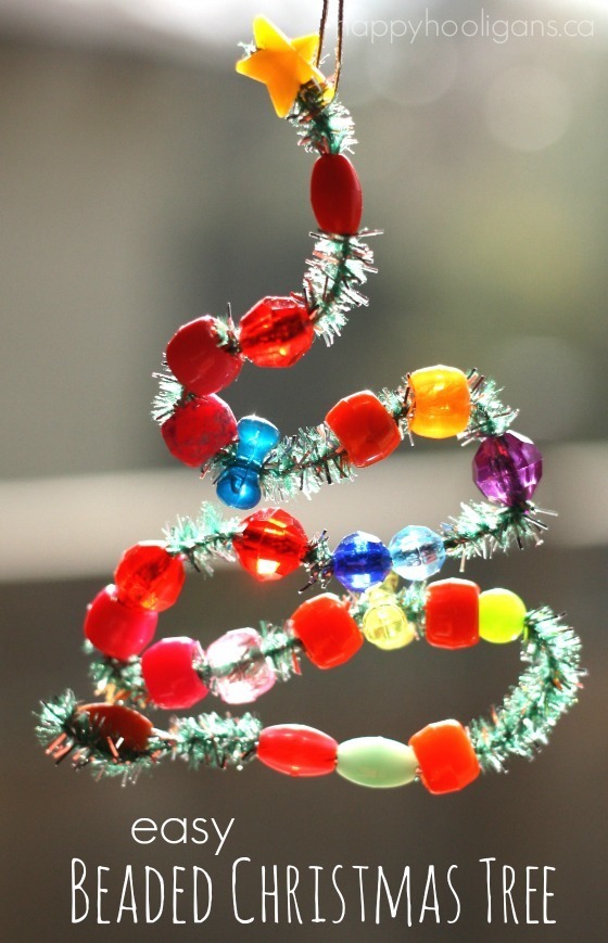 Bead and Pipe Cleaner Christmas Tree  Ornaments