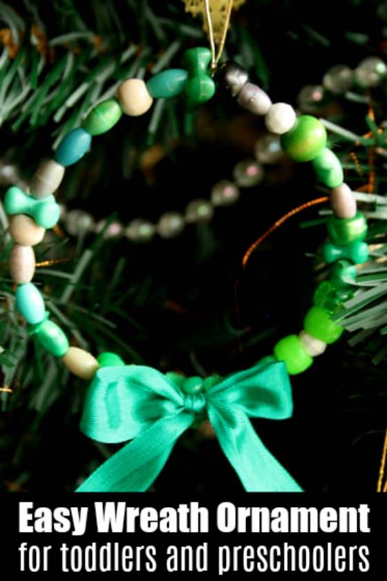 Easy Bead Wreath Ornament for Toddlers and Preschoolers