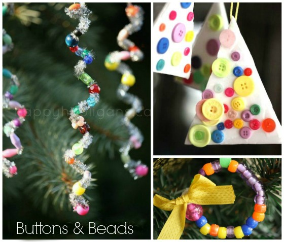 Easy Christmas Ornaments with Buttons and Beads