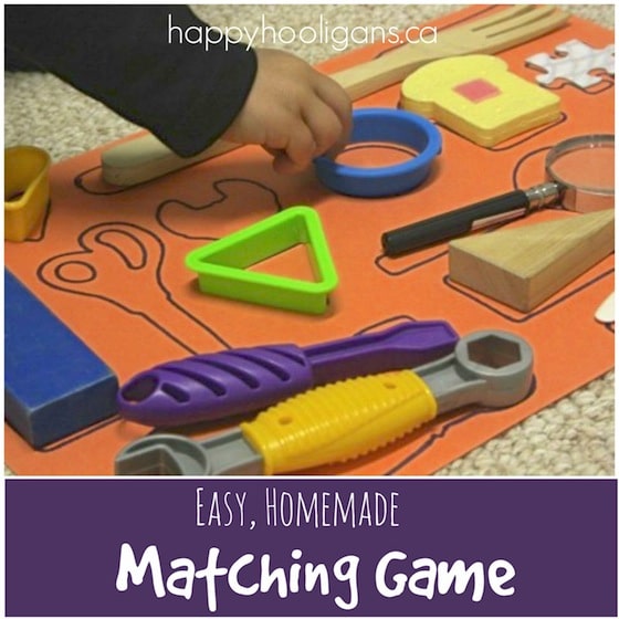 Easy homemade matching game for preschoolers - Happy Hooligans 