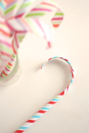 jar of paper candy cane ornaments