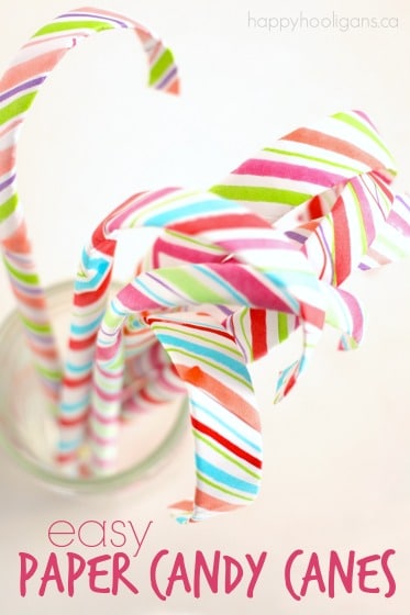 top down shot striped paper candy canes in jar