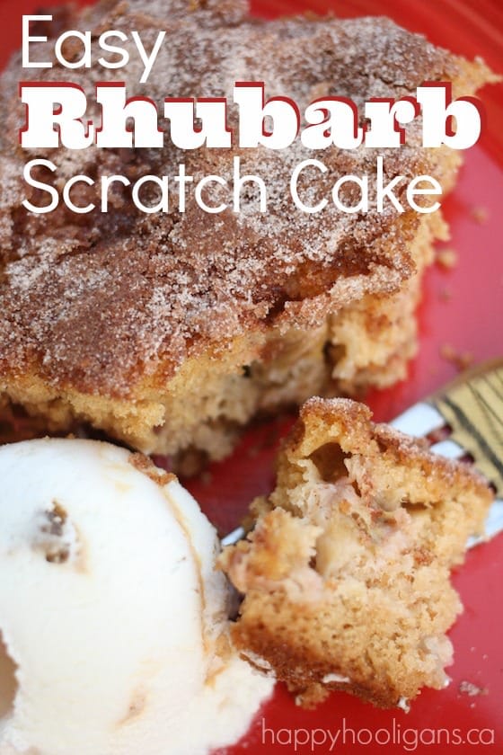 Easy Rhubarb Scratch Cake - Happy Hooligans