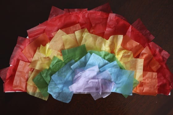 easy tissue paper rainbow craft for kids