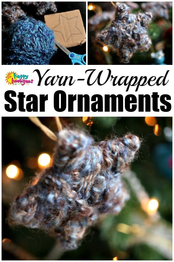 Easy Yarn Wrapped Star Ornaments for Kids