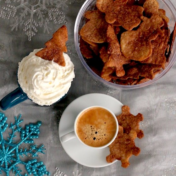 espresso and hot chocolate with tortilla crisps