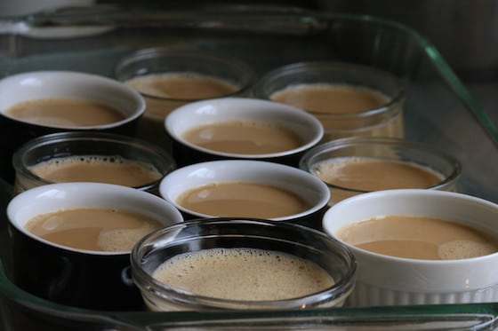 espresso creme brulee in oven