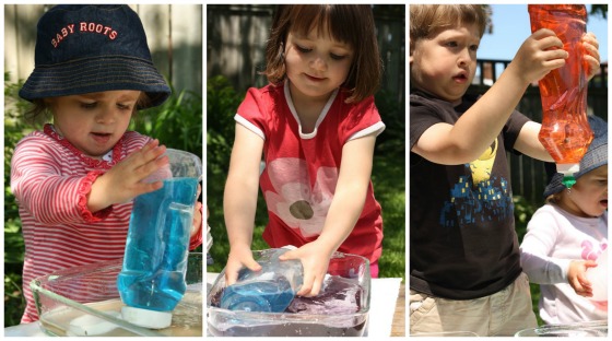  squeezing, lifting, squirting water - gross motor development