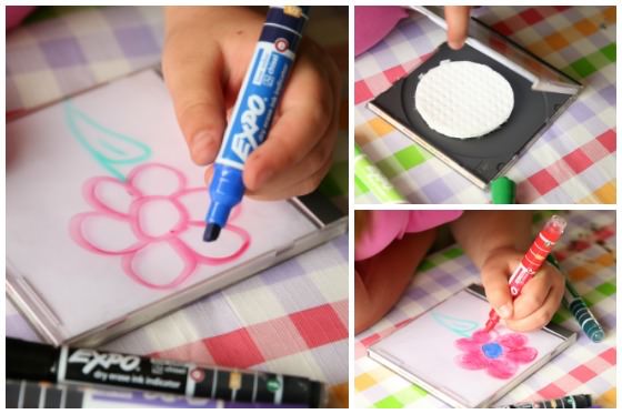 Drawing on CD case with Expo Dry Erase Markers