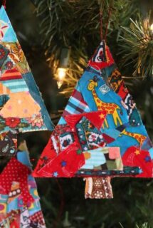 Fabric Scrap Christmas Tree Ornaments