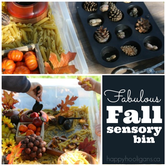 fall sensory bin for toddlers and preschoolers