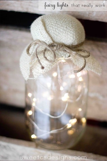 fairy lights in a jar