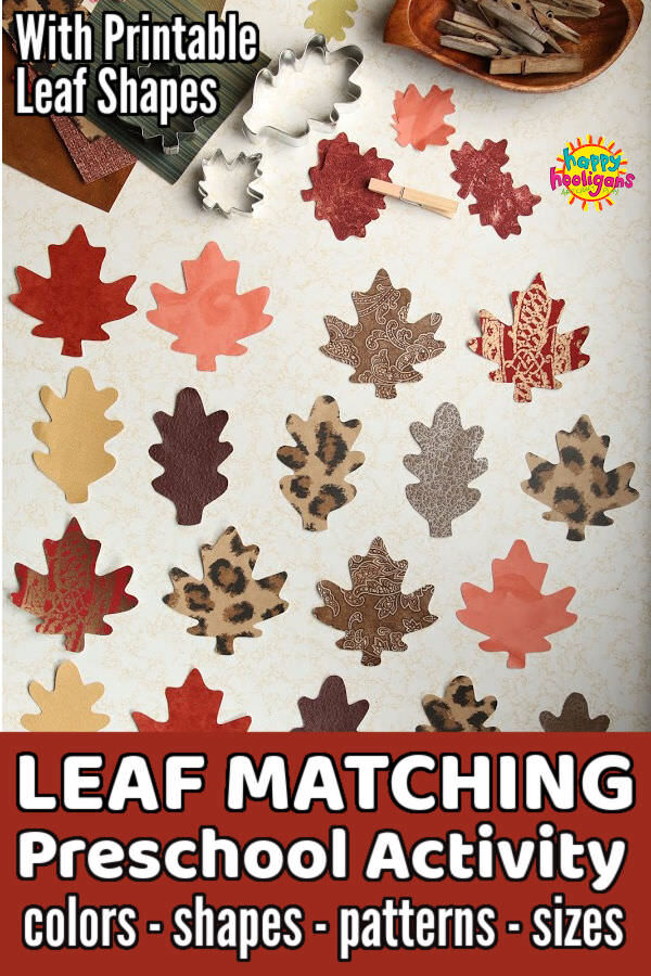 Fall leaf cookie cutters and leaf shapes cut out of wallpaper samples 