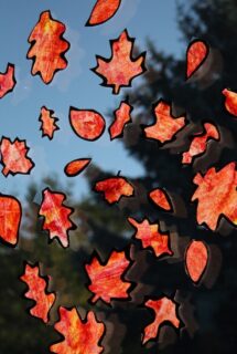 Fall Leaf Silhouettes on window