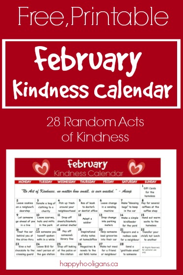 February Random Acts of Kindness Calendar - Happy Hooligans 