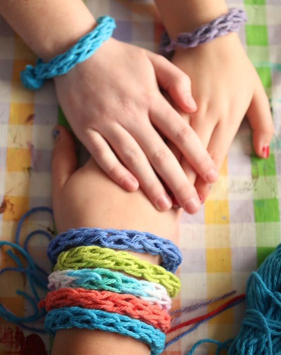 toilet roll knit bracelets for kids