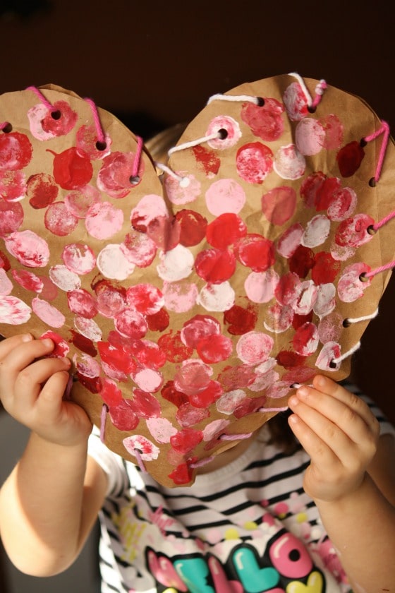 finished paper bag puffy heart