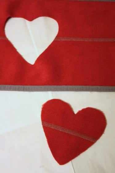 fleece heart red kids apron