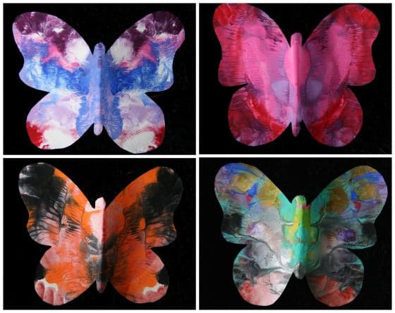 Collage of 4 painted butterflies