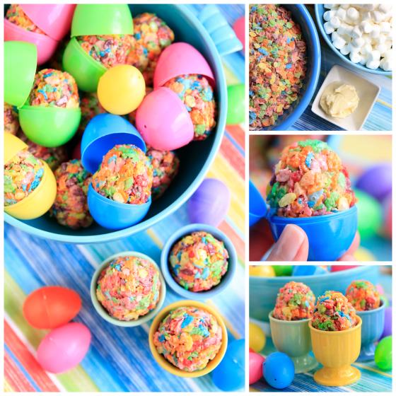 Fruity Pebbles Marshmallow Treats collage