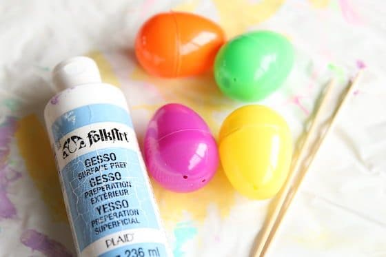 gesso plastic eggs skewers