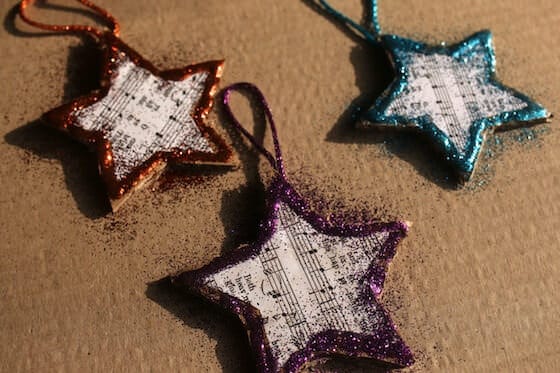 glittered stars on cardboard