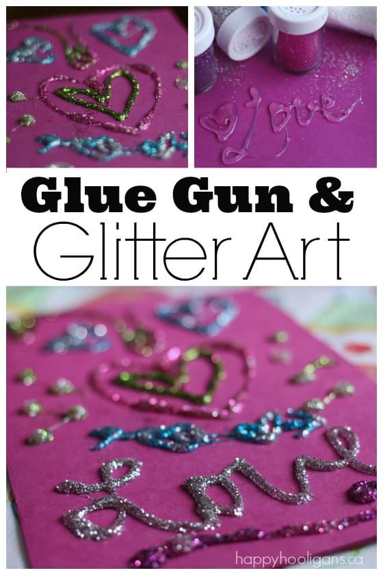 Glue Gun and Glitter Art - Great way to create greeting cards and custom art - Happy Hooligans