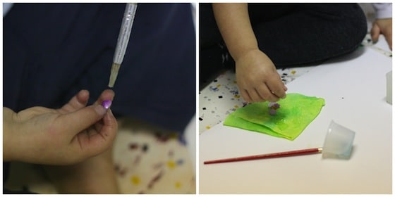 gluing gems on coffee filter Christmas tree ornament